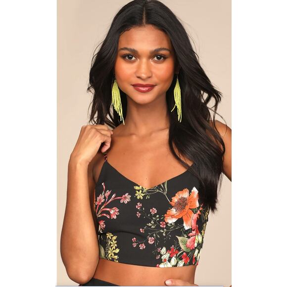 Lulus Bloom With a View Black Floral Print Two-Piece Maxi Dress Size XL - Picture 9 of 14